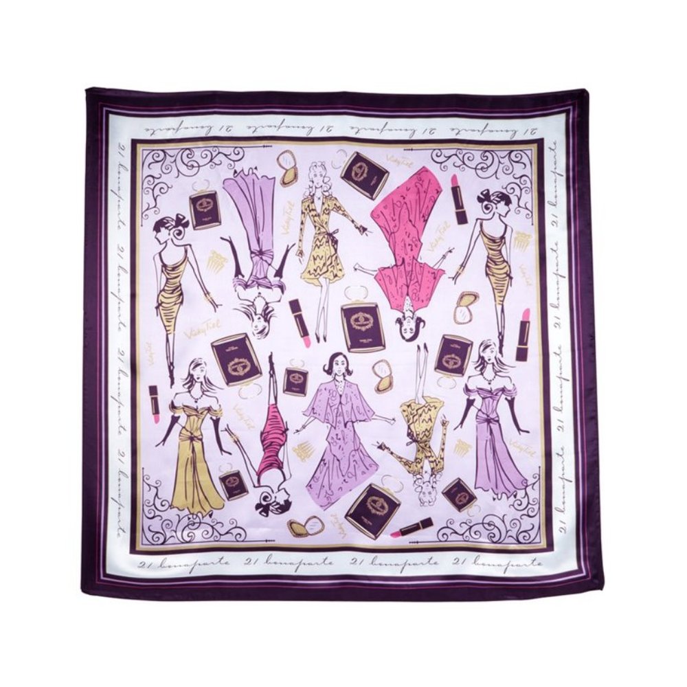 Vicky Tiel Paris Bonaparte Scarf Pink Purple Gold 100% POLYESTER 35" x 35" NIB